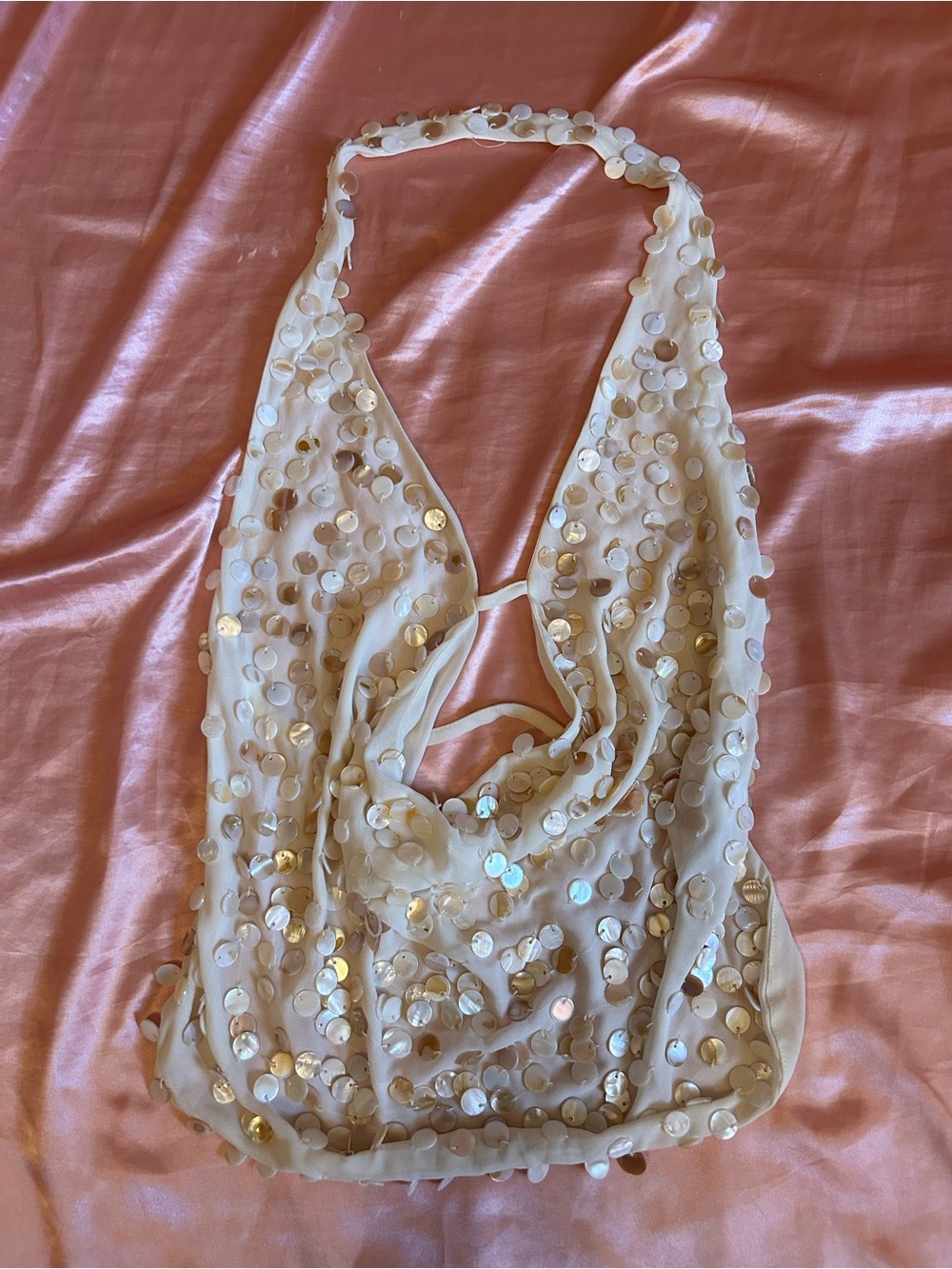 Peppermayo White Sequin Halter Cowl Neck Top - Women's Intimates